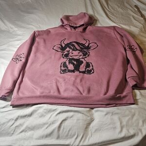 Pink Cow Print Women's Sweater (Please Read Description)